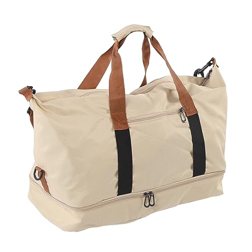 Travel Duffel Bag, Shoulder Weekender Overnight Bag Large Closure Adjustable Shoulder Strap for Workout for Men Women (Khaki)3