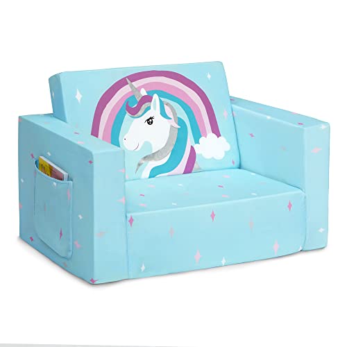 Delta Children Cozee 2-In-1 Convertible Sofa To Lounger - Comfy Flip Open Couch/Sleeper For Kids, Blue Unicorn #TOP6