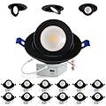 Adetu Recessed Lighting 6 inch, 360°+90° Adjustable Directional 6 inch 5CCT Gimbal Black Led Recessed Lighting, 2700K-5000K Dimmable Retrofit Eyeball Can Recessed Lights with Jbox, ET?Black-12 Pack?