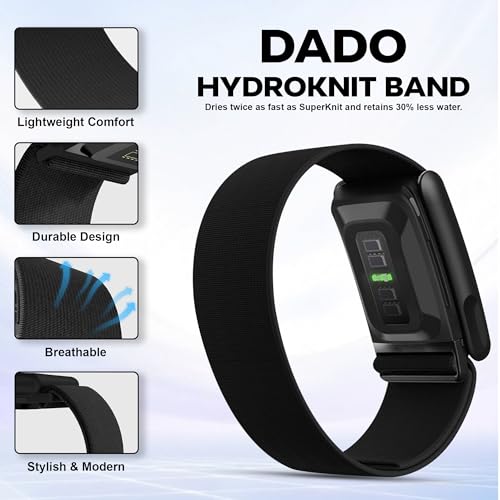 DADO HydroKnit Waterproof Nylon Sport Band Compatible with WHOOP 5.0, One, Peak, and Life | Elastic, Fast-Drying, Water-Resistant, and Comfortable Strap for Active Lifestyles (Black, Life/MG) by DADO - Image 3