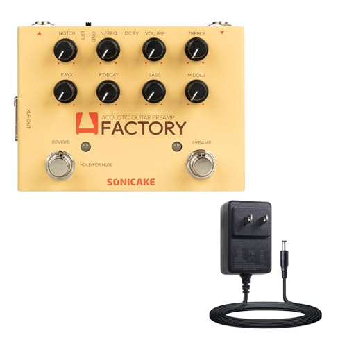 SONICAKE Acoustic Guitar Effects Pedal & 9V DC 1A Power Supply Adapter