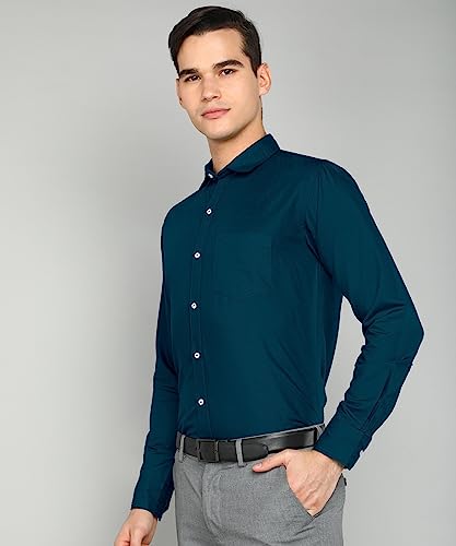 Image of MILDIN Men's Pure Cotton Striped Printed Shirt with Spread Collared Neck Full Sleeve Curved Hemline Button Closure and Regular Fit | Shirt for Man