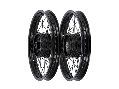 Set: 2x Speichenrad 1,6 x 16" Alufelge, Speichen, Nabe in Schwarz - für Simson S50, S51, KR51 Schwalbe, SR4