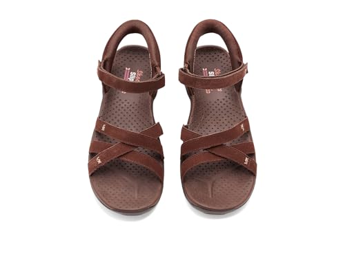 Skechers Skechers Women's REGGAE - NATURAL POISE Hands Free Slip-Ins, Double stitched suede slingback, Chocolate, 12M