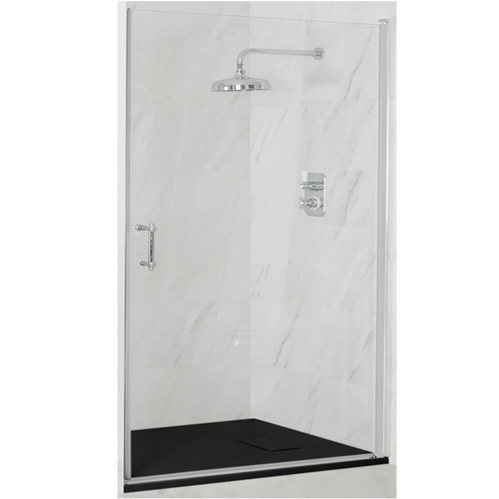 Milano Langley Chrome Hinged Door Frameless Shower Enclosure Graphite Tray - 1500mm x 800mm