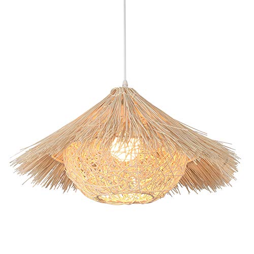 Lustre suspension rotin 40cm plafonnier design pour cuisine bar et restaurant