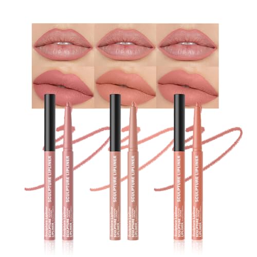 Image of 12 Colors Matte Lip Liner Pencil - Long Lasting Waterproof Lip Liner, Smudge Proof Transfer Proof Lip Pencil, High Pigment Lip Makeup for Defining & Filling Lips (A4-set:07+09+10, 3PCS)