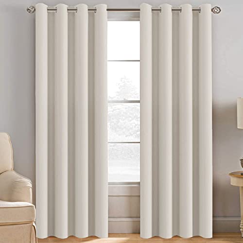Image of H.VERSAILTEX Light Blocking Curtain for Living Room Thermal Insulated Window Treatment Panel /Drape for Dining Room, Elegant Soft Curtain for Bedroom Grommet Top One Panel (Ivory - 52x84 Inches)