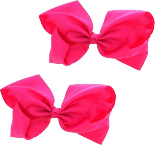 3 Inch Grosgrain Bow for Little Girls- Set of 2 (Hot Pink)