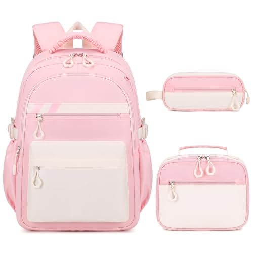 Scothen Backpack for Girls, 3Pcs Girls Backpacks with Lunch Bag Pencil Case, Kids School Backpack for Teen Girl Students Kindergarten Elementary Middle High School Bookbag Set
