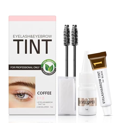Kit Tinte 2 En 1 Para Cejas Y Pestañas, Tinte Semipermanente Negro, Fórmula Suave Impermeable, Apto Para Pieles Sensibles, Set Profesional Para Salón Y Uso Casero Con Accesorios, 14 ml (#3 COFFEE)