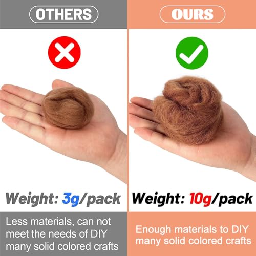 NAROSEBE 10 Farben Nadelfilz Set, Nadelfilz Wolle, Nadel Filz Wolle Kit mit Filznadeln, Filzwolle Set je 10 g, Filzwolle Nassfilzen Nadelfilzen Set für Filzwollen Trockenfilzen DIY Handwerk