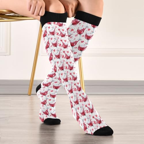 Image of Pigsaly Red White Polka Dot Womens Compression Socks Athletic Tube Sock Knee High Socks Outdoor Sport Socks