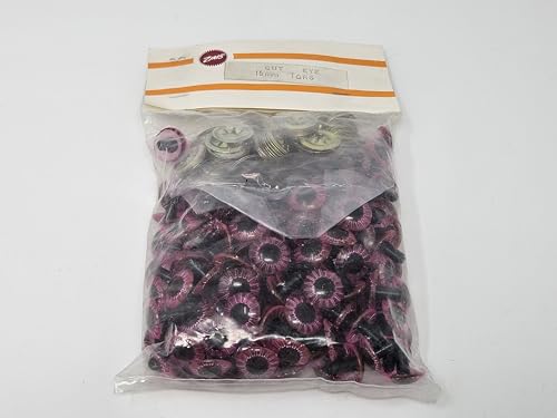 Generic 16mm Owl Eyes with Cut Textured Iris Plastic Safety Eyes for Craft Amigurumi Dolls or Puppets (Bulk Pack of 144) (Pink), CEY-16-BULK