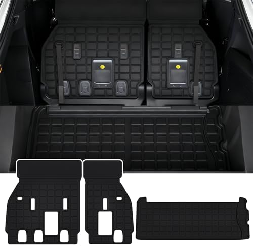 Cargo Mat with Backrest Protection for Toyota Sienna 2021-2024 2025 2026, TPE All Weather Protection Cargo Liner with Velcro Rear Seats Backrest car Accessories-Black
