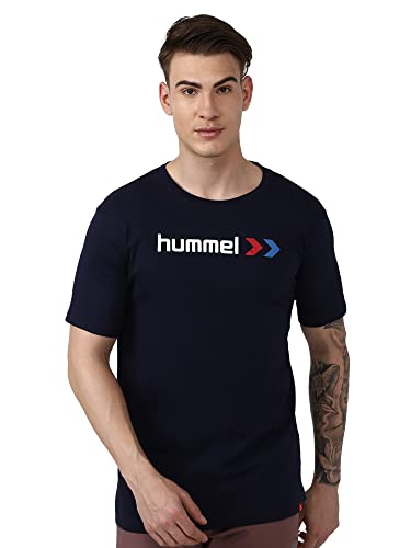 Image of hummel Ombi Round Neck Cotton Rich Half Sleeve Solid Regular fit Cottonpoly T-Shirt for Men Comfortable Soft Breathable Fabric Stretchable for Everyday Use Ideal for Casualwear