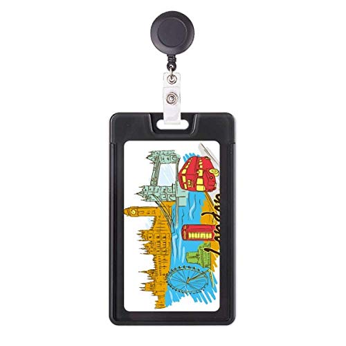 Étui rétractable pour badge Londres avec cordon extensible solide