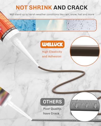 Image of WELLUCK Dark Brown /Espresso Silicone Caulk, 100% Waterproof Caulking Silicone Sealant Flexible Adhesive, Matches Walnut, Mahogany, Jacobean, Dark Stained Oak, and Other Dark Wood finishes