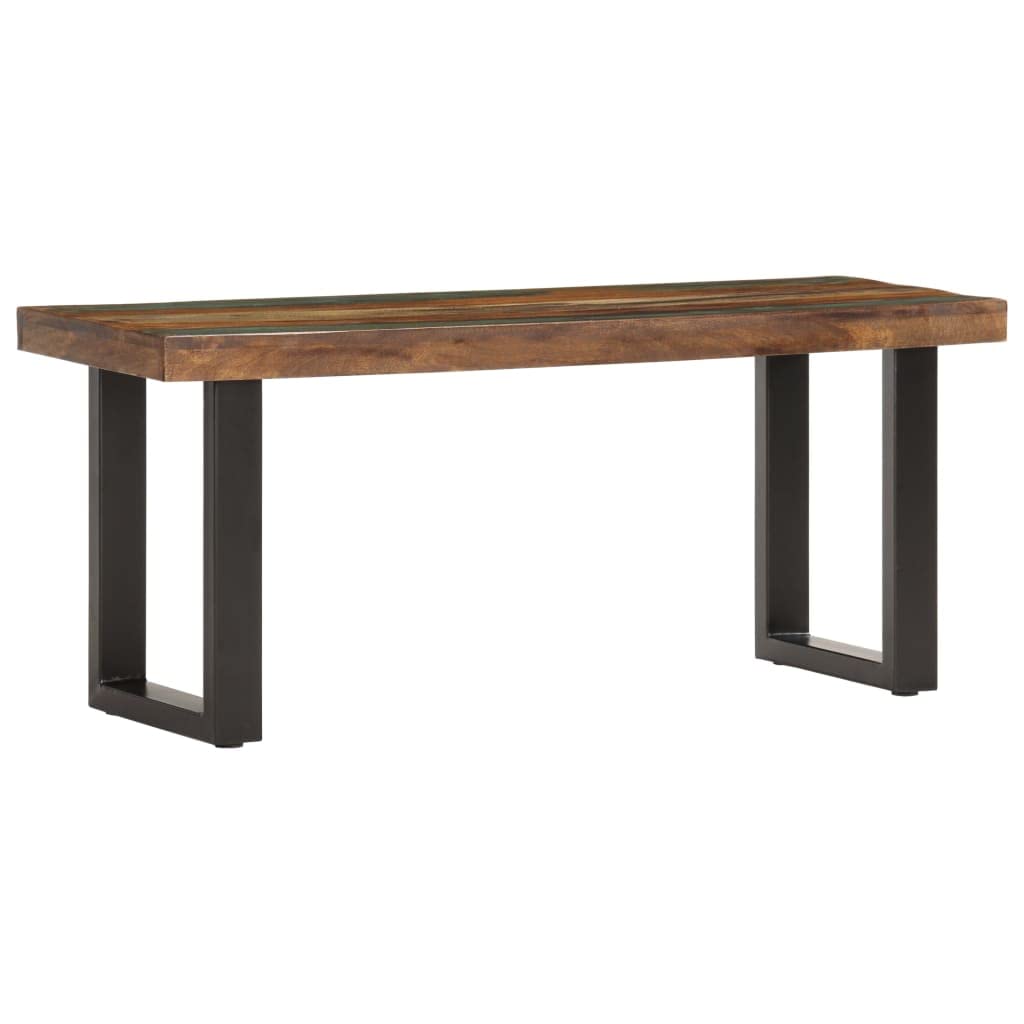 Genérico Banco de Madera Maciza reciclada y Acero 110 cm,Mobiliario,Bancos,Bancos para recibidores y Almacenamiento,Marrón,11.58 kg,286458