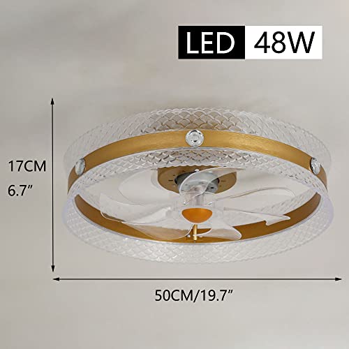 Ventilateur de plafond à intensité variable LED 48W rond doré 3 vitesses - 3