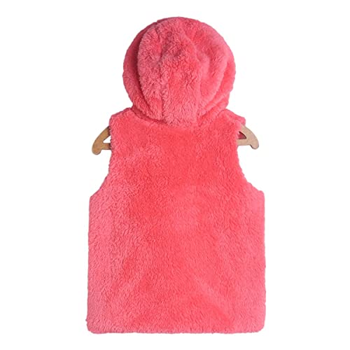 Image of miniklub Baby Hooded Sleeveless Knitted Cotton Shrug (Coral Color)
