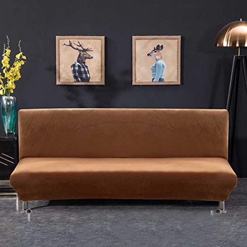 PETCUTE Housse Clic Clac Housse Canape Lit Extensible Anti-Taches Housse bz Housse de canapé sans Bras Marron