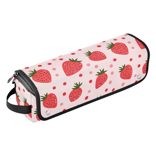 Bolsa de viaje resistente al calor Red Strawberries Marble para planchas, rizadores y accesorios de cuidado del cabello, organizador portátil miniatura 1