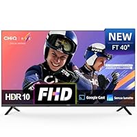 CHiQ L40FT Smart TV 40" (100 cm), Full HD, HDR10, Google TV OS, Dolby Audio & dbx-tv, Tuner Triplo DVB-C/T/T2/S/S2, Chromecast Incorporato, Design Metallico Senza Cornice
