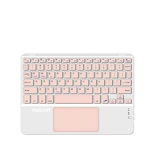 Image of Wireless Bluetooth Keyboard with Touchpad Rechargeable Slim Lightweight Like Air Multi-Device Portable for Tablet, Laptop, Smart TV, PC, Pink BTW-TOUCH42