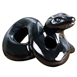 Natural Crystal Snake Figurine Decor, 2 Inch Hand Carved Black Obsidian Serpent Sculpture for Pendant, Reiki Healing Crystal Animal Statue Home Decor, Feng Shui Gifts for Chinese Year of Snake