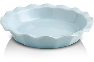 KOOV 9 Inch Round Ceramic Pie Plate, Gradient Series (Pale Blue)