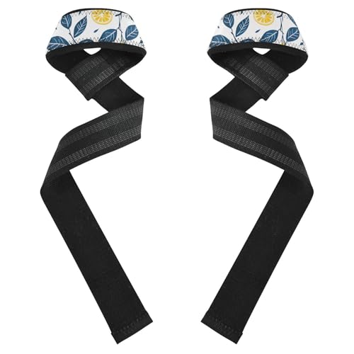 Nander Fresh Lemon Wrist Straps for Weightlifting,Lifting Straps with Neoprene Cushioned Wrist Padded and Anti-Skid Silicone for Strength Training,Bodybuilding,Deadlifting