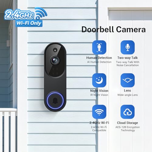 ClipBlur Wireless Wi-Fi Video Doorbell Camera with Night Vision, Two Way Audio, AI Motion Detection and Cloud Storage,2.4G WiFi - Image 5