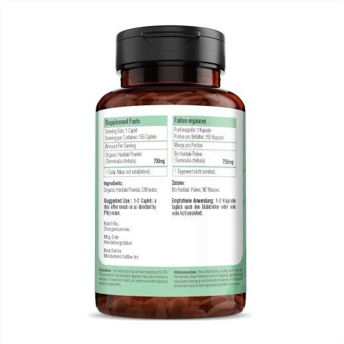 H&C Haritaki Kapseln/Tabletten (Terminalia Chebula) – 750 mg, 150 Stück | Entgiftung & Verjüngung für Vata