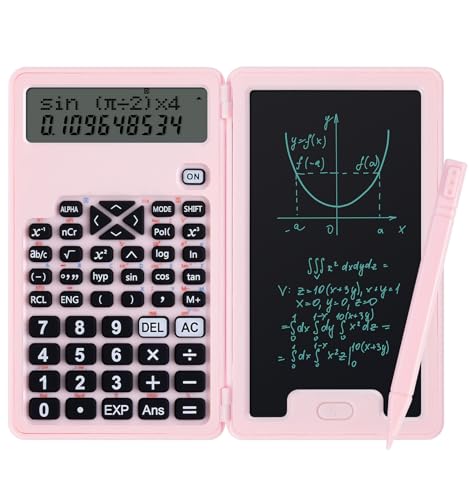 Scientific Calculators for Students, Office Desktop Calculators, 240 Computing Functions, Pink Cute Small Calculator with Notepad, Ideal for Middle High School Students and Teachers (Pink)