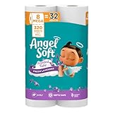 Angel Soft Toilet Paper with Fresh Lavender Scented Tube, 8 Mega Rolls = 32 Regular Rolls, Soft and Strong Toilet Tissue