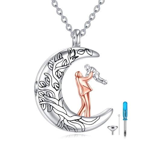 Pendentif lune urne funéraire argent femme cadeau commémoratif unique