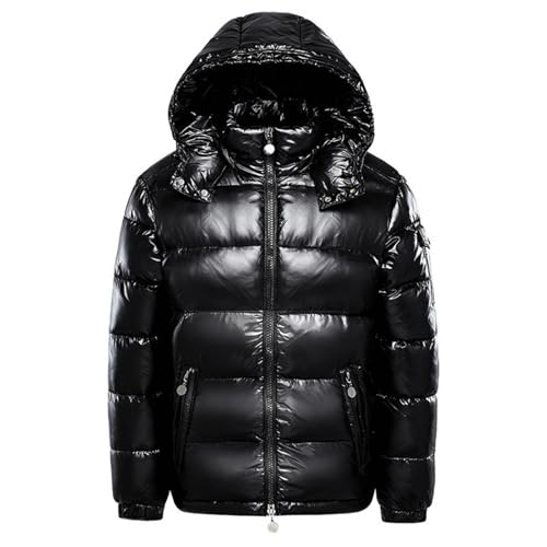 YOSUWOAI Chaquetas Shiny Puffer para hombre, abrigo cálido,
