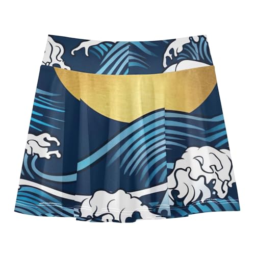 Japanese Art Athletic Shorts Girls Skorts Tennis Skirts Kids Rainbow Teen Skirt 3t2