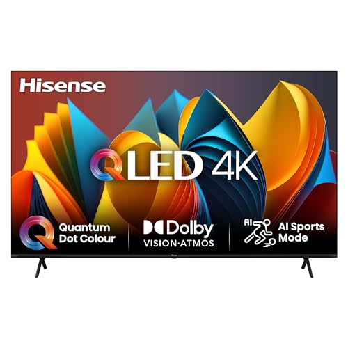 Hisense TV 85 pollici QLED 4K 85E77NQ, Smart TV VIDAA U7, Dolby Vision, HDR 10+, Game Mode Plus, Dolby Atmos, Alexa Built-in, VIDAA Voice, Tuner DVB-T2/S2 HEVC 10, lativù 4K, 85'', 2024 QLED 60Hz