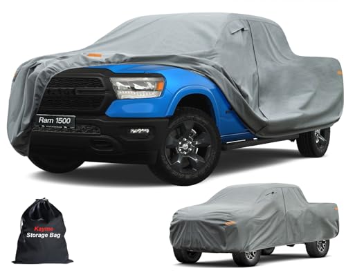 Image of Kayme Heavy Duty Truck Cover Custom Fit Dodge Ram 1500(2009-2025) Crew Cab SB Short Bed. Waterproof All Weather for Pickup, Full Exterior Covers Sun Rain UV Protection.