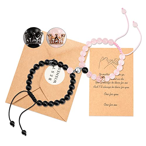 KINGSIN Long Distance Relationship Gifts Matching Couples Stuff Crown King Queen Bracelet Relationship Bracelet Couple Gift for Boyfriend Girlfriend Him His Her Husband Wife Friendship Best Friend