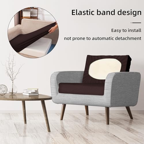 Image of 8Pcs Stretch Patio Cushion Covers,Outdoor Couch Covers Replacement,Outdoor Couch & Sofa Slipcovers,for Patio Furniture Cushion Covers,Washable Reusable Furniture Protector (Coffee,Cover Only)