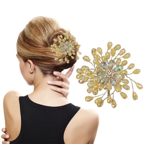 Image of TEMPERIA Hair Accessories For Women & Girls Stylish for Wedding - Artificial Flowers & Pearl Style Juda Bun Accessories - Floral Bridal Brooch & Hair Pins - Hairstyle Decoration Bride Clips (MN13)