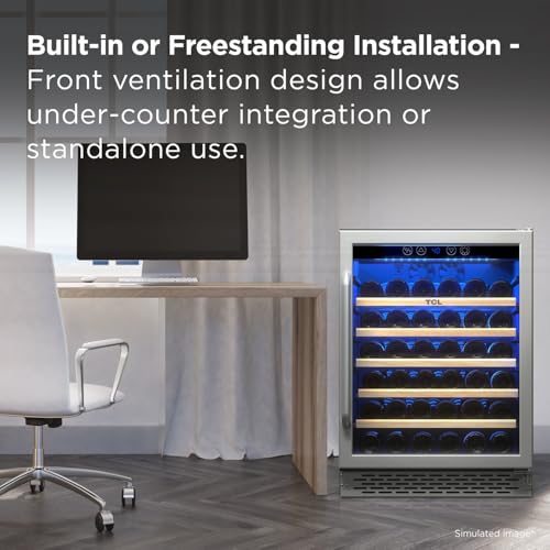 Image of TCL 52-Bottle Wine Cooler Mini Fridge with Glass Doors