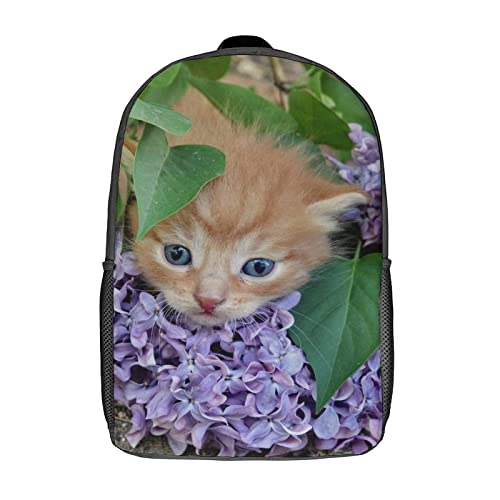 Sac d'école unisexe Cat Casual en taille 17 pouces pour fille et garçon