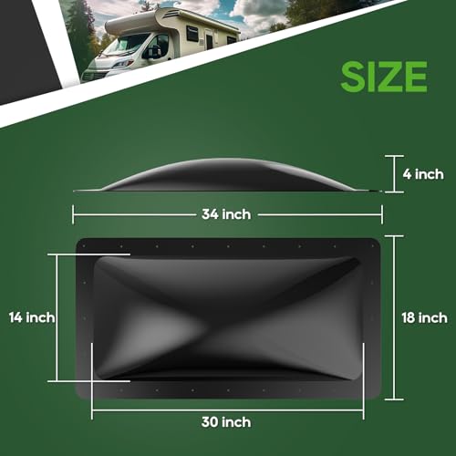Image of RVGUARD RV Skylight Replacement, 18 inch x 34 inch Outer Dimension Skylight Fits All Standard 14 inch x 30 inch Openings, RV Skylight for Camper Trailer Fifth Wheel Truck, UV Resistant, Impact Resistant, Black