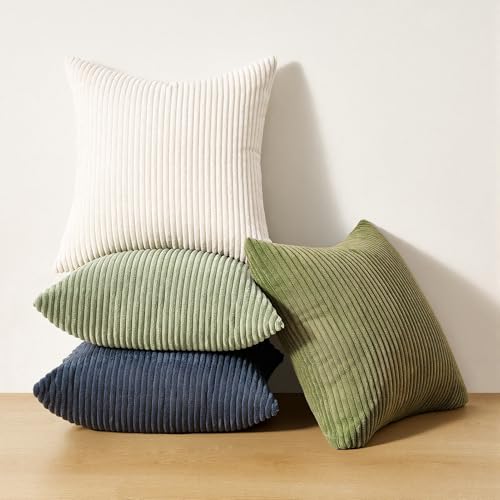 Image of Topfinel Summer Pillow Covers 16x16 Pack of 4 Decorative 16x16 Inch Velvet Boho Pillow Covers Muted Teal for Bed Accent Modern Pillowcase Sofa Livingroom Home Decor