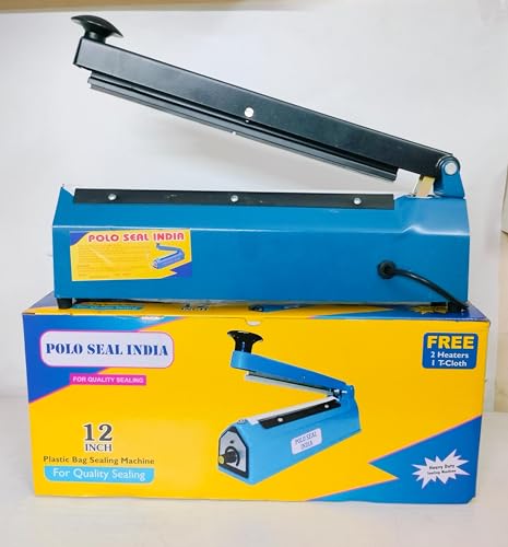 Image of POLO SEAL INDIA 12-inch Table Top Impulse Heat Sealer, Metal Body, Time Adjustment, for Plastic Pouch, Polybag Packing, Made in India