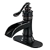 BWE Waterfall Bathroom Faucet Oil Rubbed Bronze Single-Handle One Hole Sink Faucet Farmhouse Bath Vanity Lavatory Restroom Faucets Antique